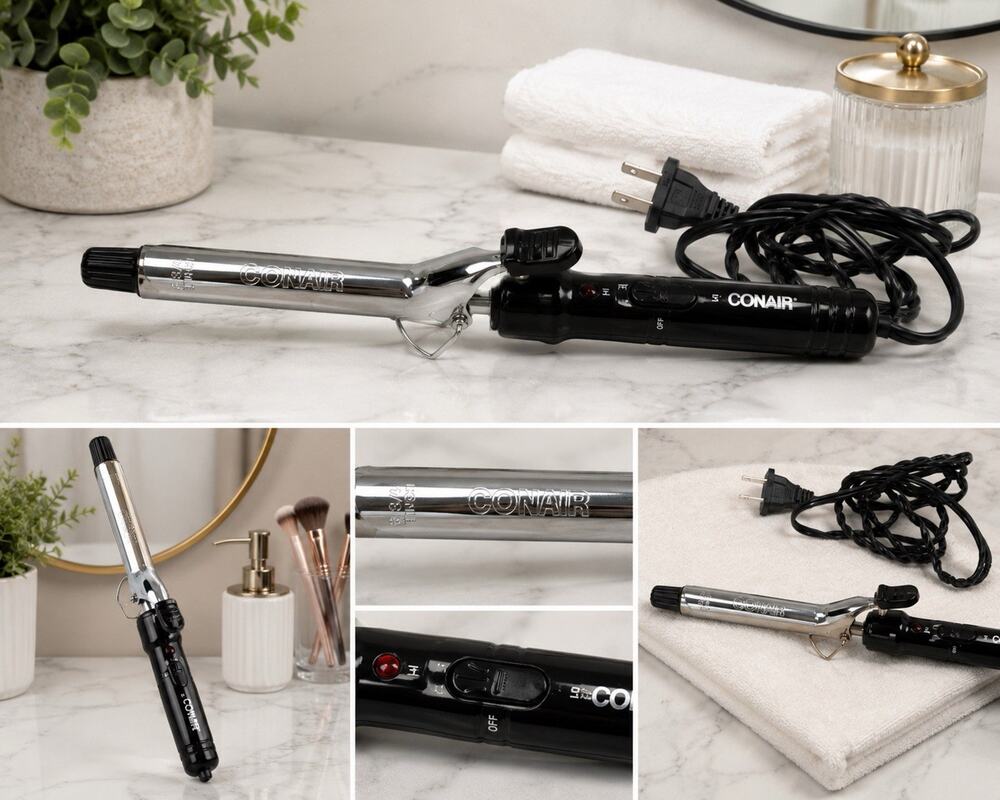 Conair Instant Heat 3/4” Curling Iron Black Chrome Tested Working